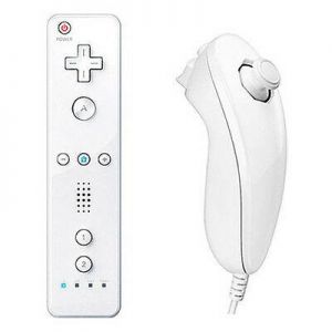 סט שלט לבן Wiimote Nunchuck מרחוק משולב למשחק Wii של Nintendo